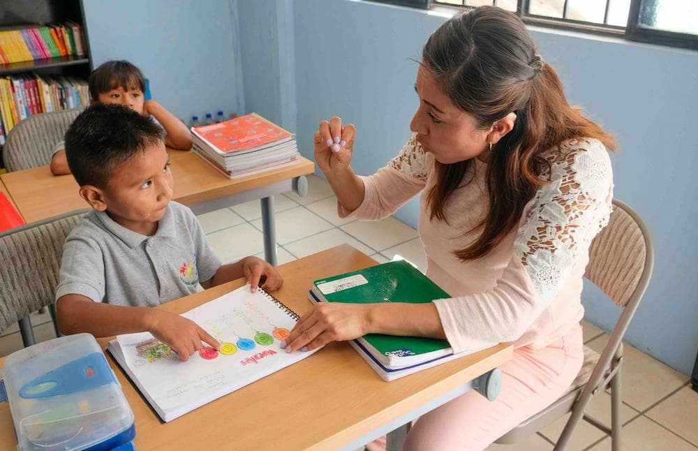 Professional conducting child development evaluation through play-based activities