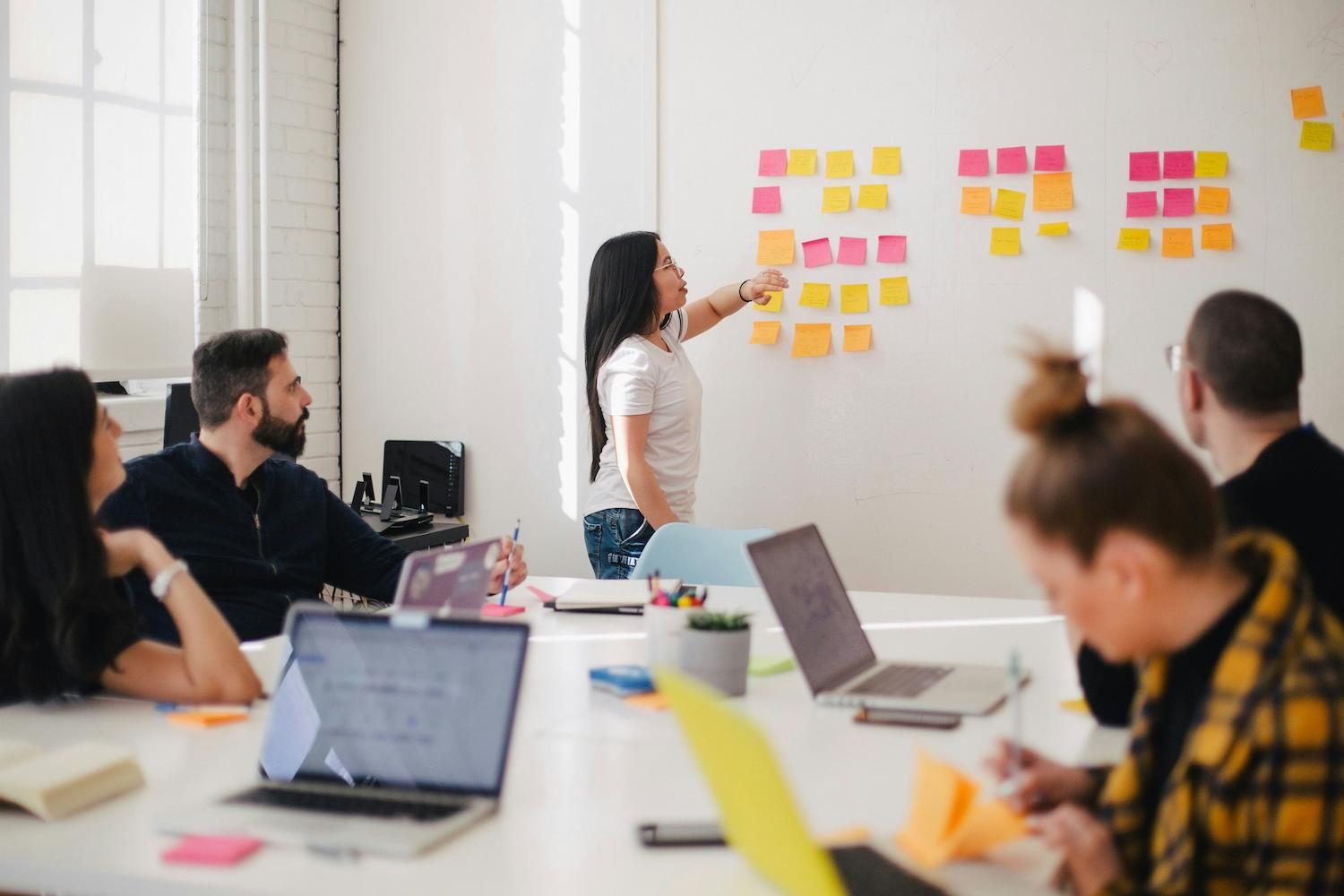 A team working through a planning session together