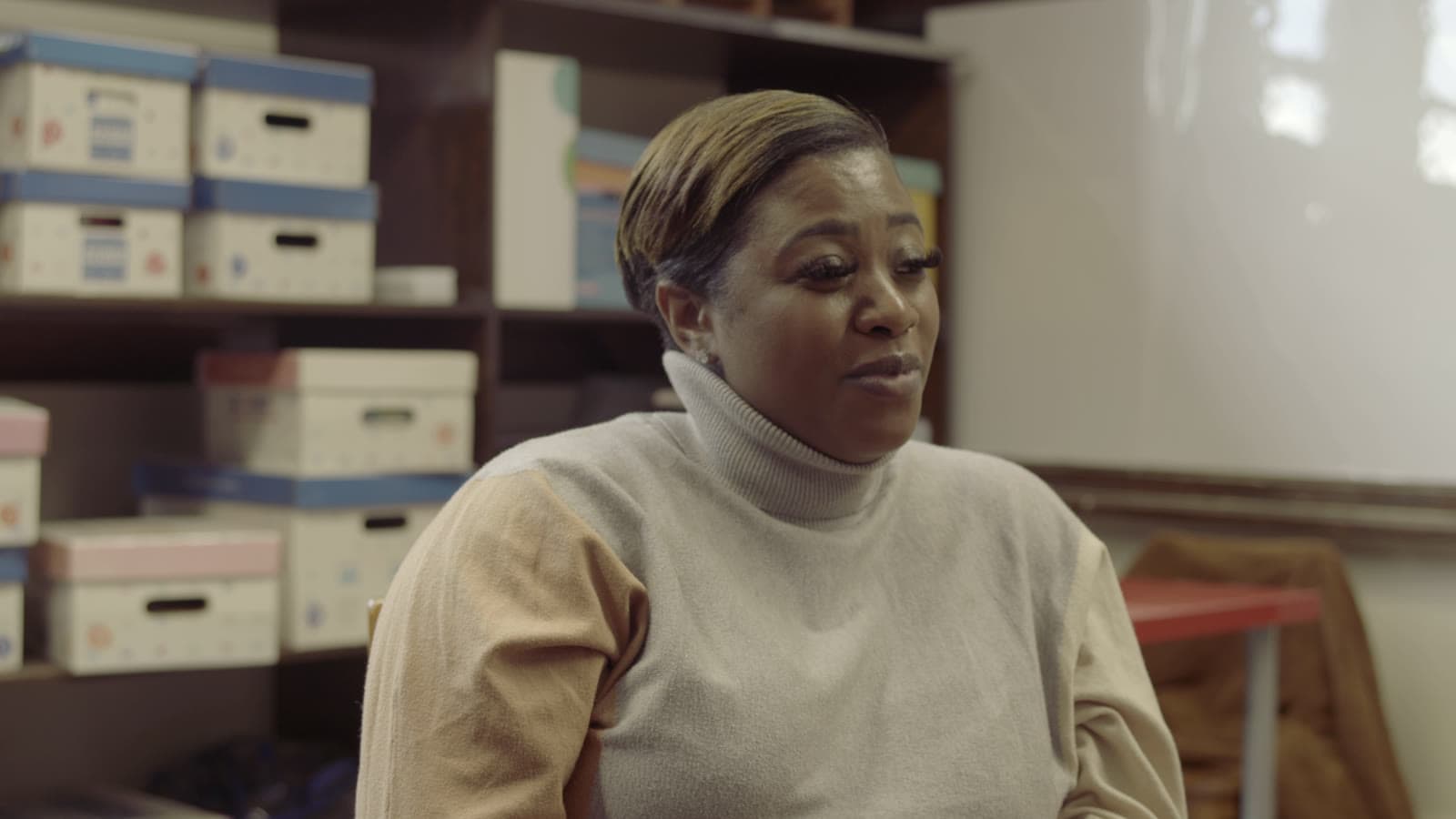 A Knowledge Road team member in the records and documentation office