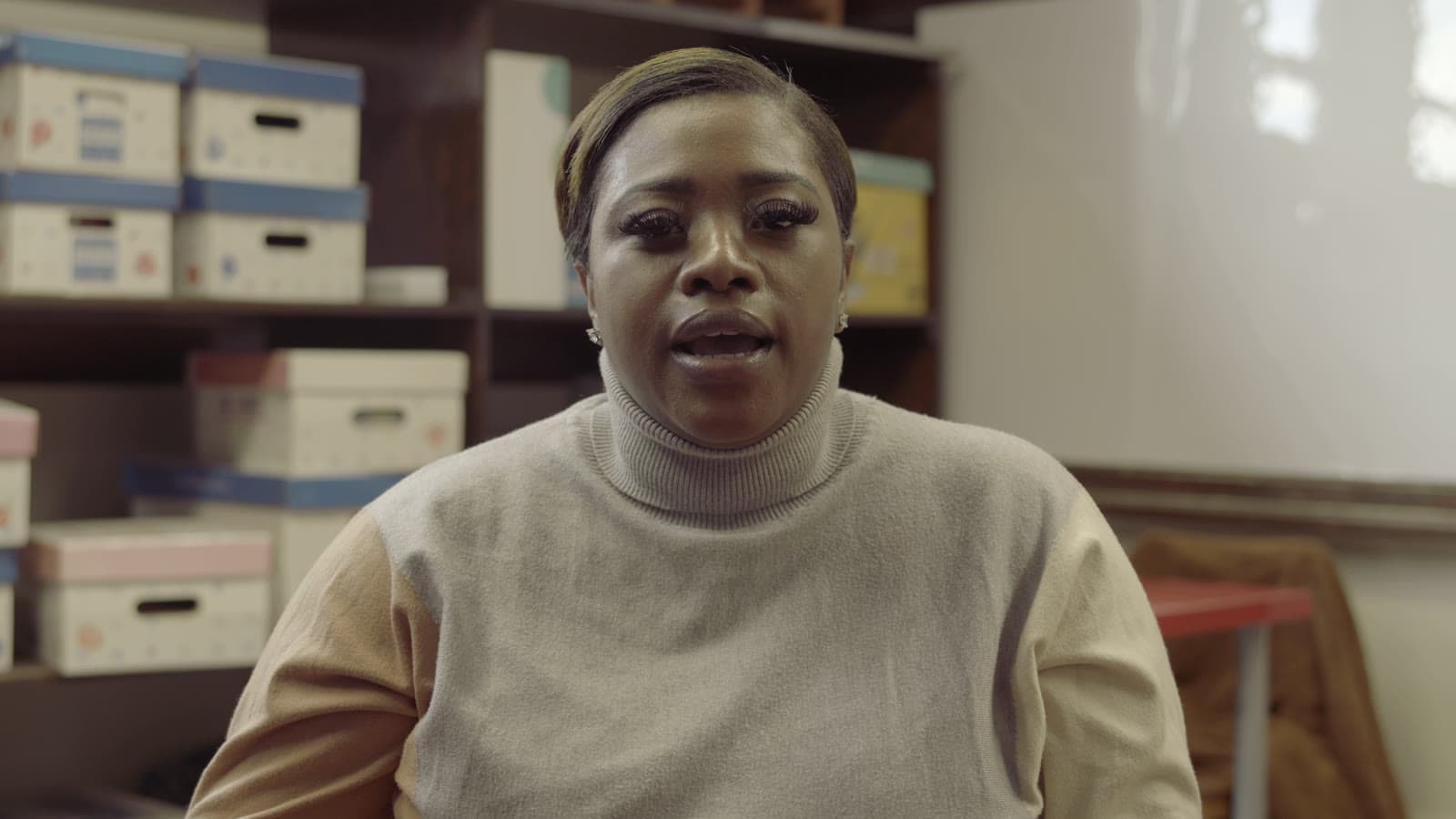 A Knowledge Road team member in the records and documentation office