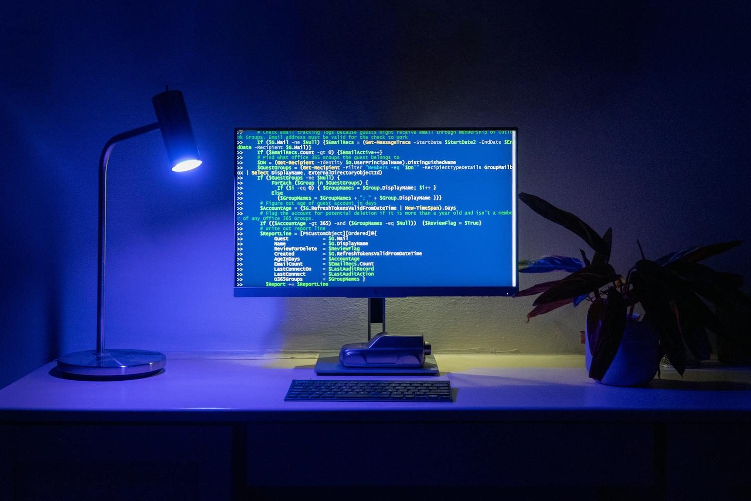 Software dashboard with program metrics on a monitor